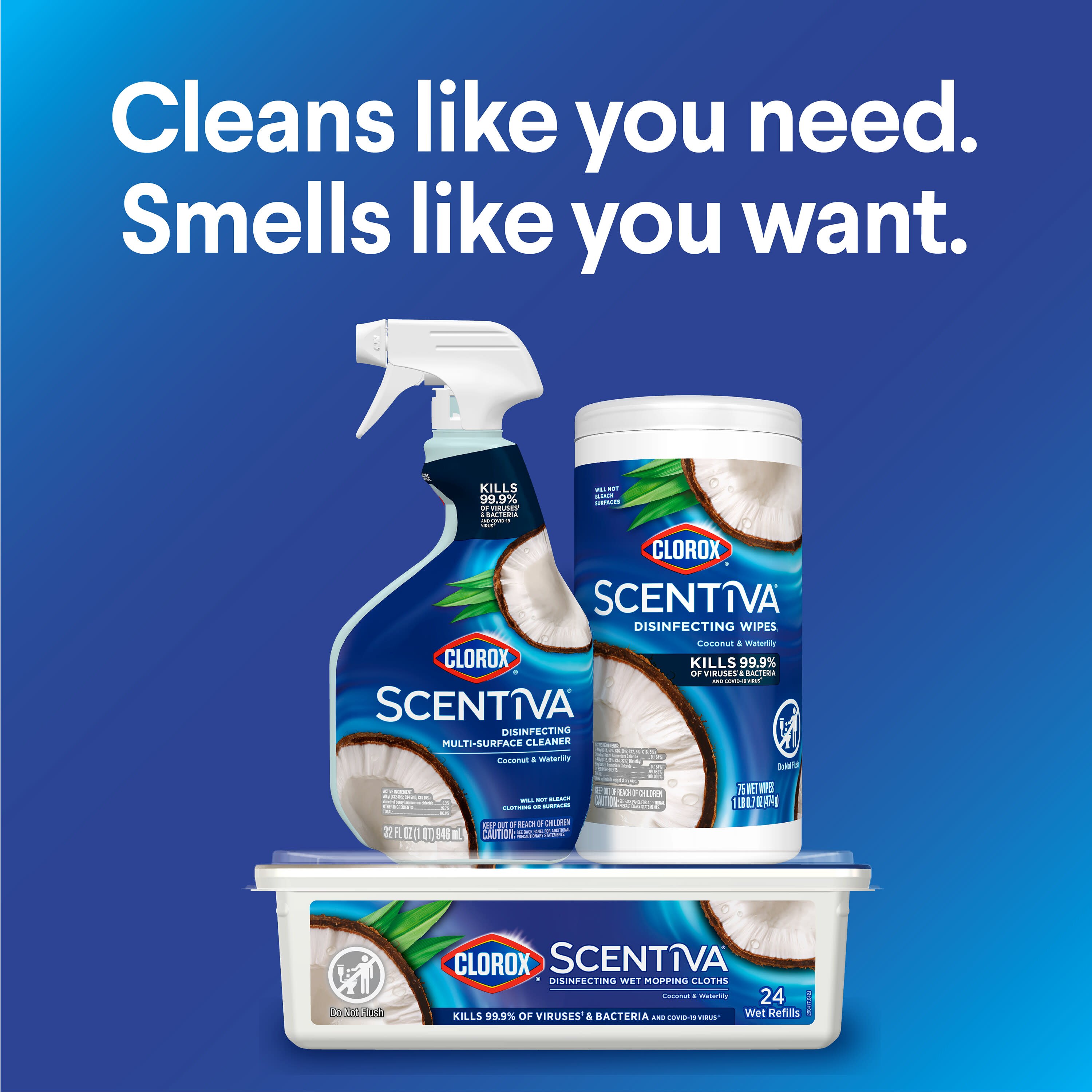 Clorox Scentiva Disinfecting Wet Mopping Cloths - Coconut