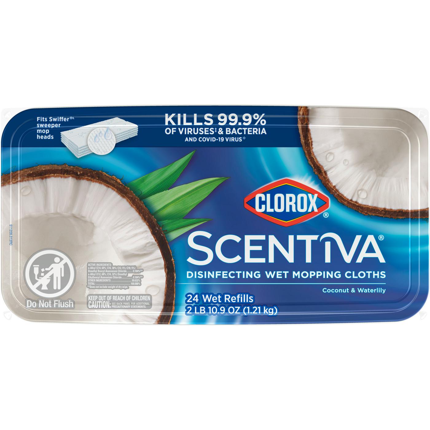 Clorox Scentiva Disinfecting Wet Mopping Refill Cloths - Coconut & Waterlily; image 9 of 13