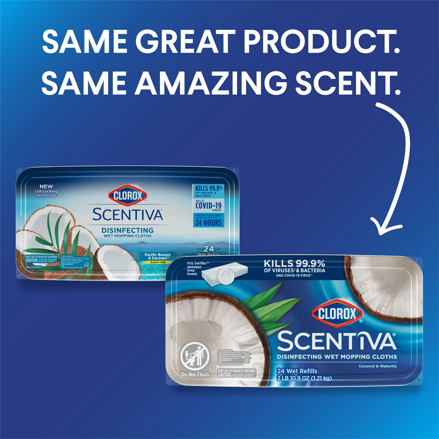 Clorox Scentiva Disinfecting Wet Mopping Refill Cloths - Coconut & Waterlily; image 10 of 12