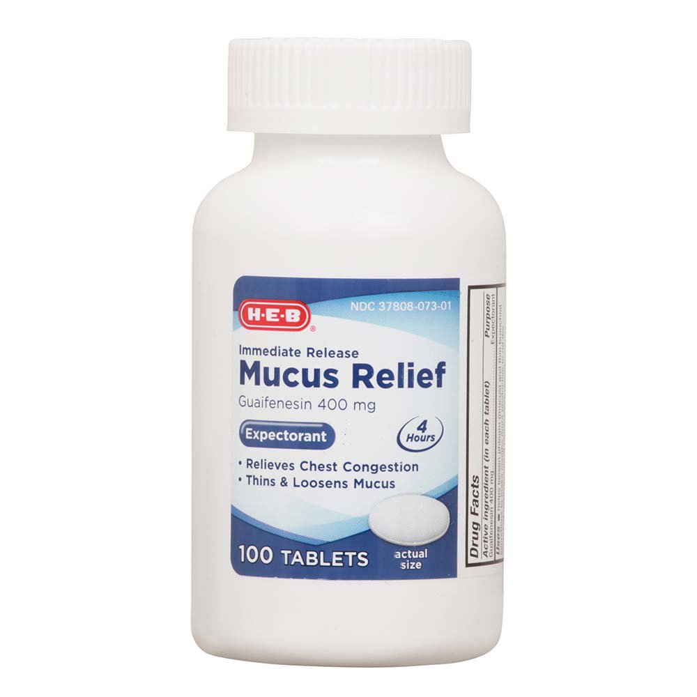H-E-B Immediate Release Mucus Relief Tablets - 400 mg, 100 ct