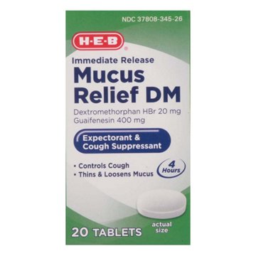H-E-B Mucus Relief DM Immediate Release Tablets, 20 ct