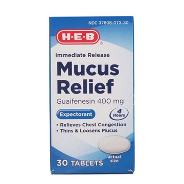 H-E-B Mucus Relief Immediate Release Tablets, 30 ct