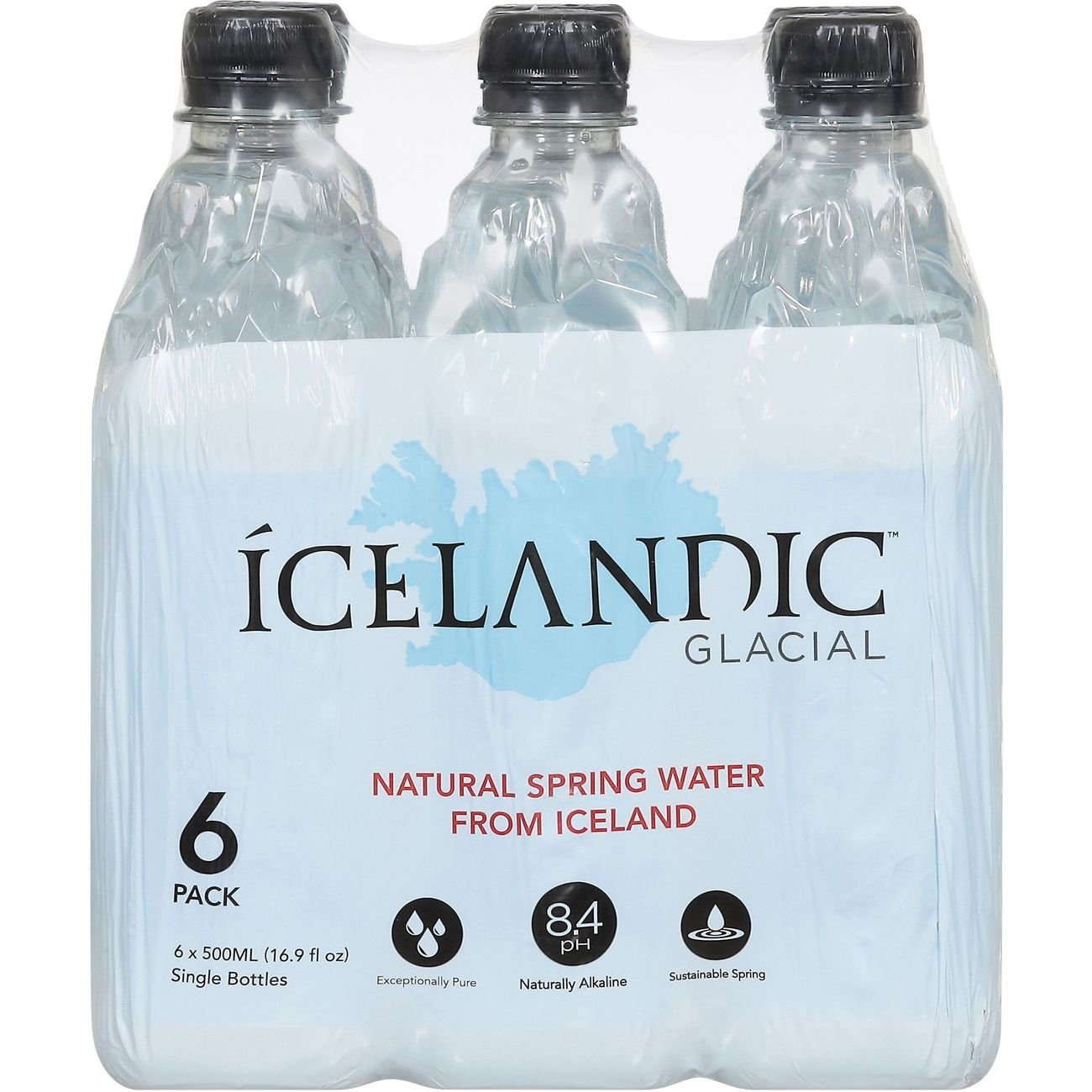 Icelandic Glacial Natural Spring Water 6 pk Bottles, 16.9 oz