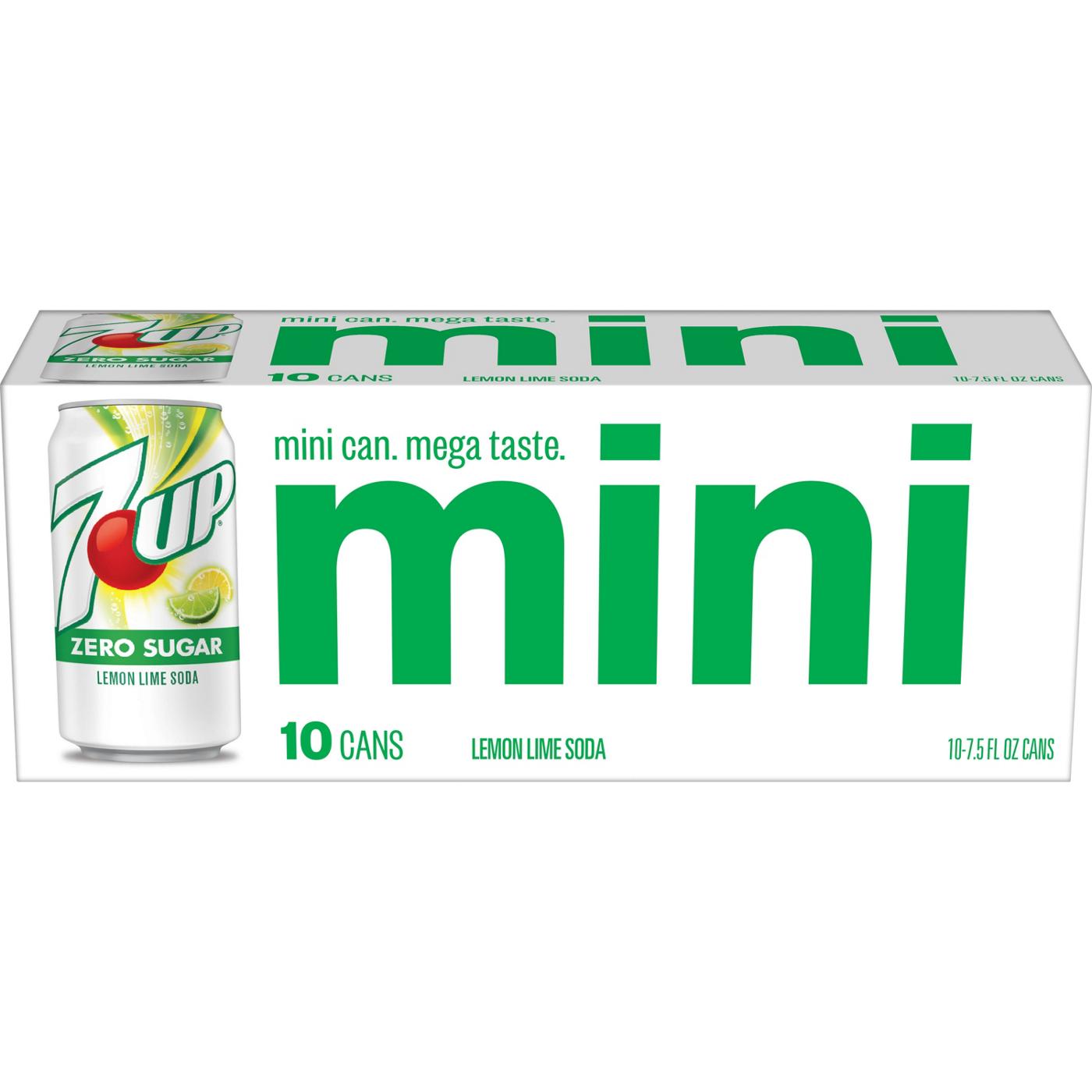 7UP Zero Sugar Lemon Lime Soda 10 pk Mini Cans - Shop Soda at H-E-B