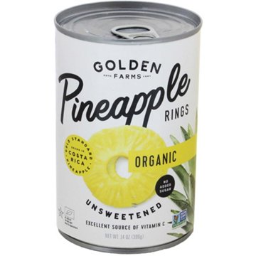 Golden Farms Unsweetened Organic Pineapple Rings, 14 oz