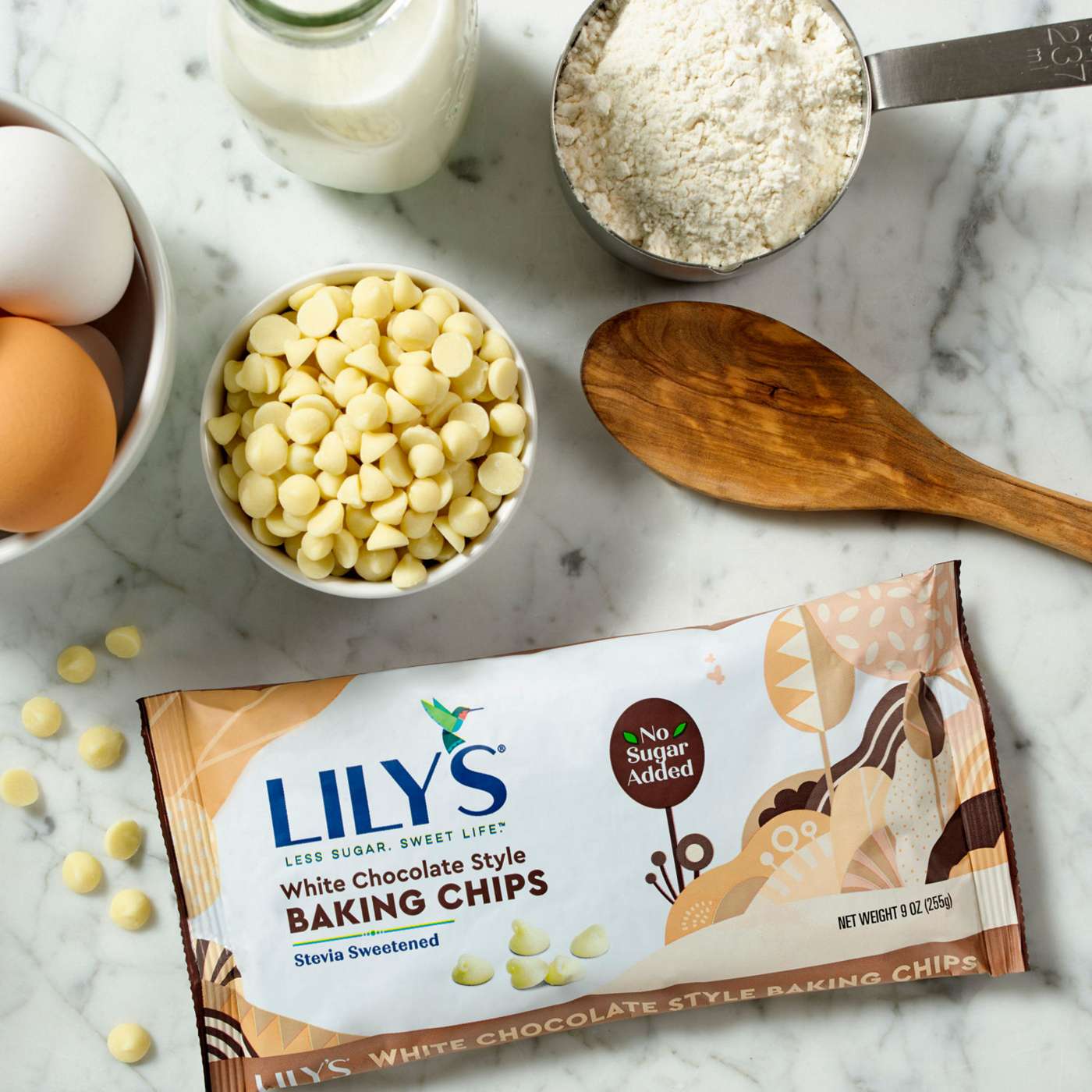 Lily's White Chocolate Style No Sugar Added Baking Chips; image 4 of 6