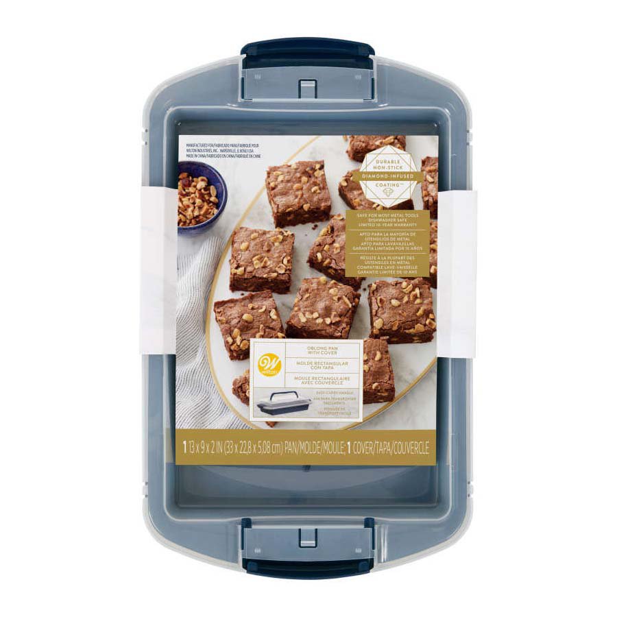 Wilton Navy Blue Nonstick Oblong Baking Pan with Cover Shop Pans & Dishes at HEB