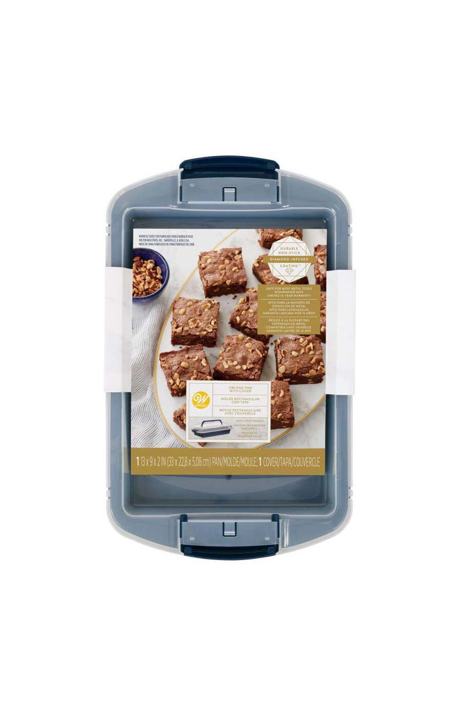 Wilton Navy Blue Nonstick Oblong Baking Pan with Cover Shop Pans