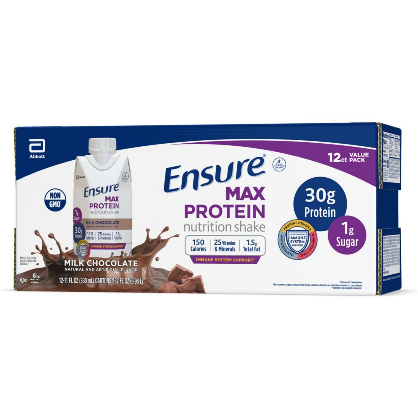 Ensure Max Protein Nutrition Shake Milk Chocolate Ready-to-Drink 11 fl oz Bottles; image 10 of 10