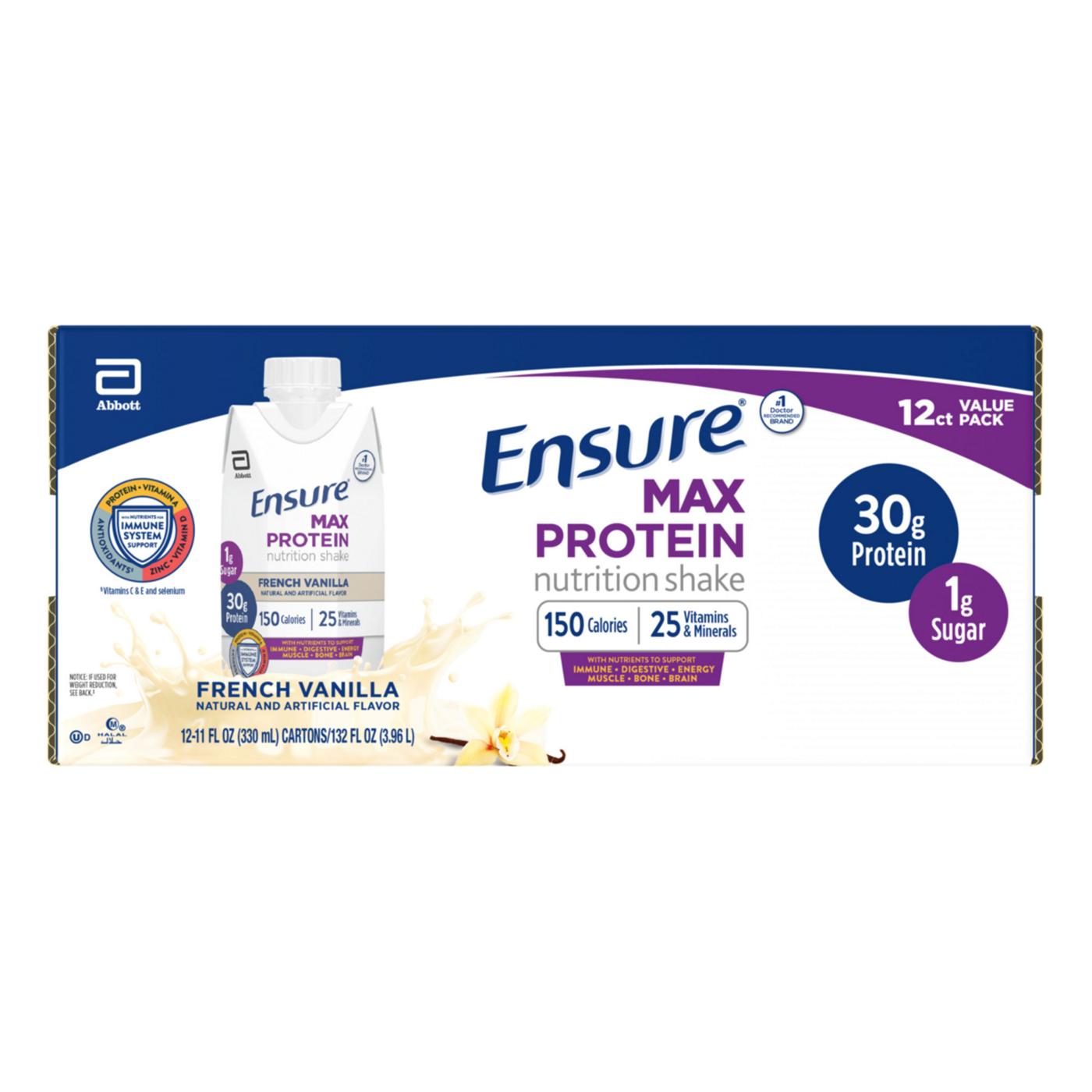 Ensure Max Protein Nutrition Shake French Vanilla Ready-to-Drink 11 fl oz Bottles; image 1 of 8