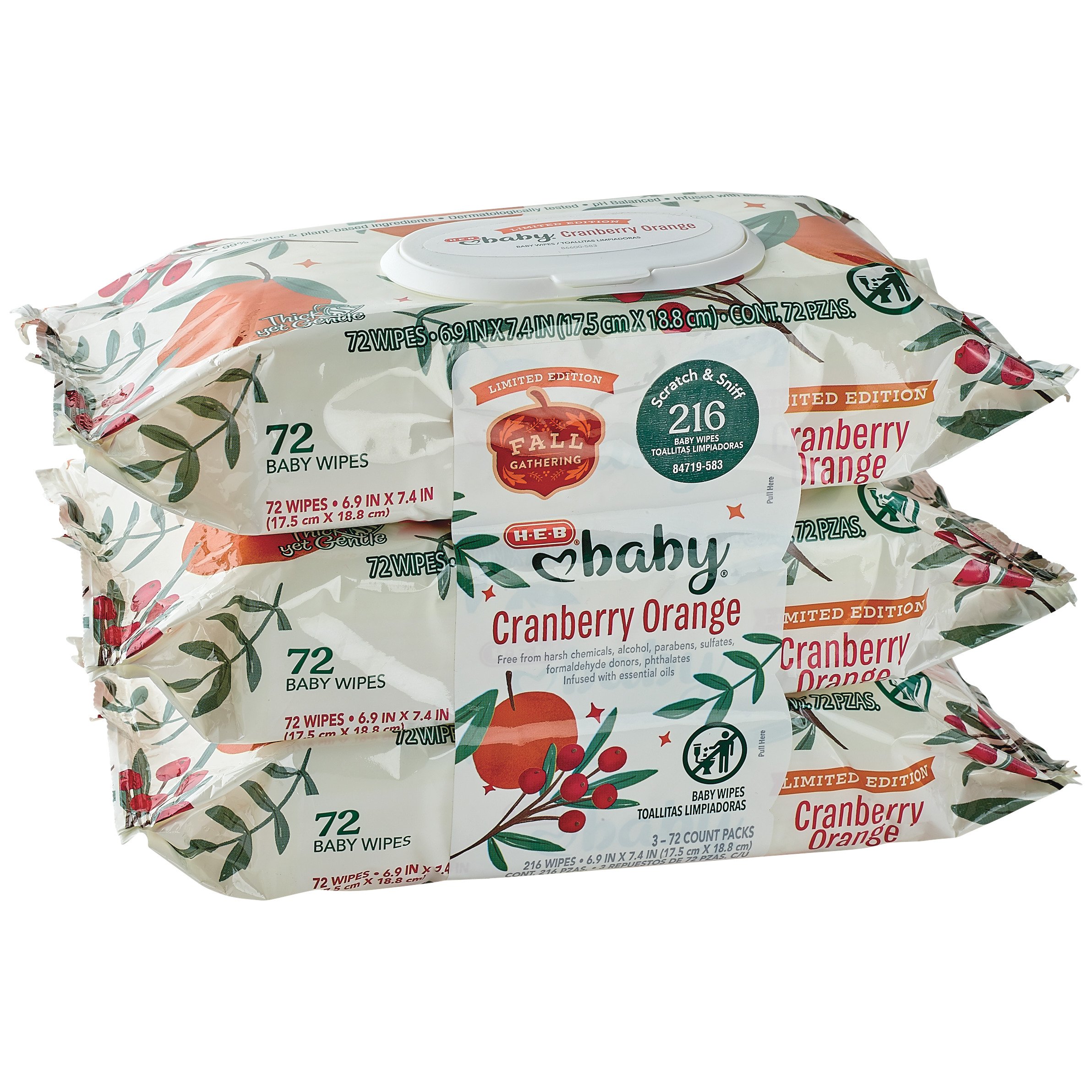 HEB Baby Cranberry Orange Wipes Shop Baby Wipes at HEB