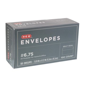 H-E-B #6.75 Self Seal Envelopes, 100 ct