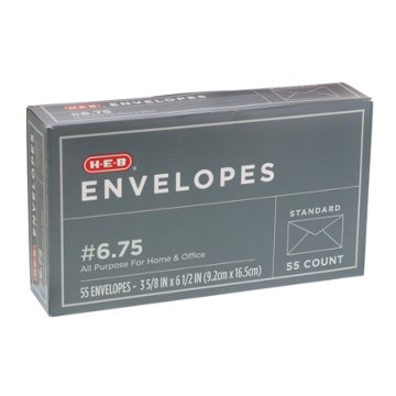 H-E-B #6.75 Standard Envelopes, 55 ct