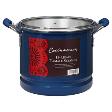 Cocinaware Blue Tamale Steamer with Glass Lid, 16 qt