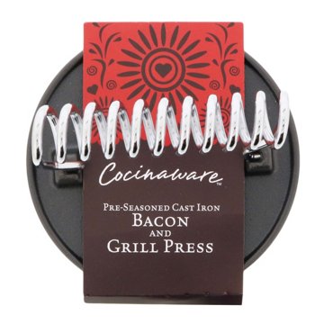 Cocinaware Pre-Seasoned Cast Iron Round Bacon & Grill Press