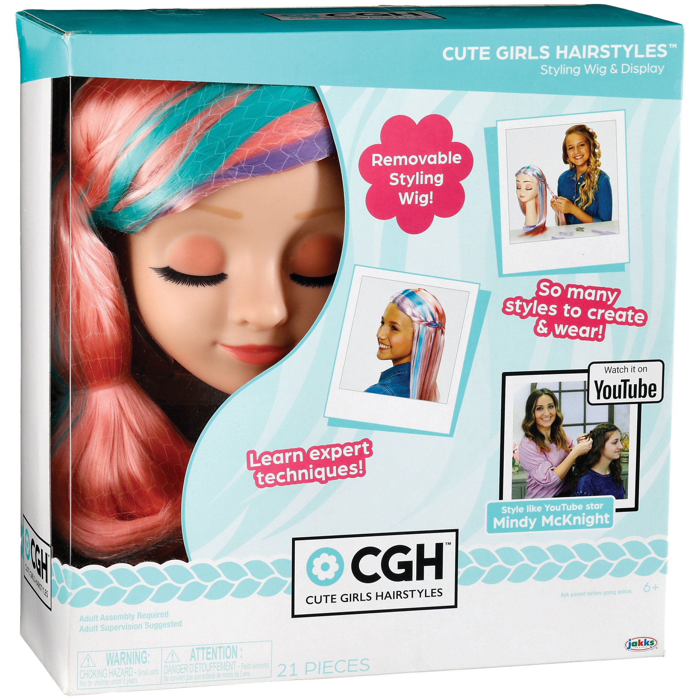 Jakks Pacific Cute Girls Hairstyles Styling Wig Display Set Shop Dress Up Pretend Play At H E B