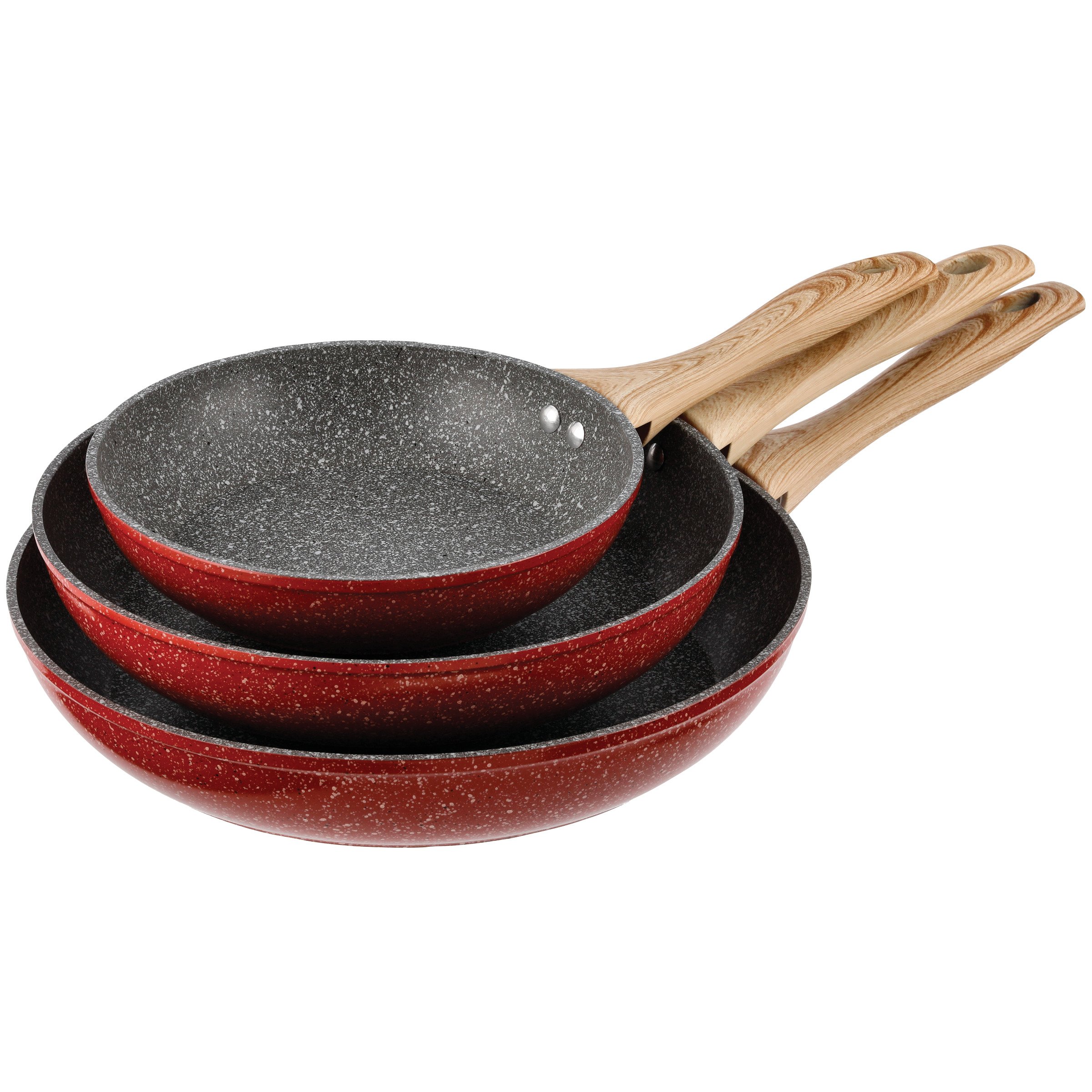 Cocinaware Red Marble NonStick Fry Pan Set Shop Cookware at HEB