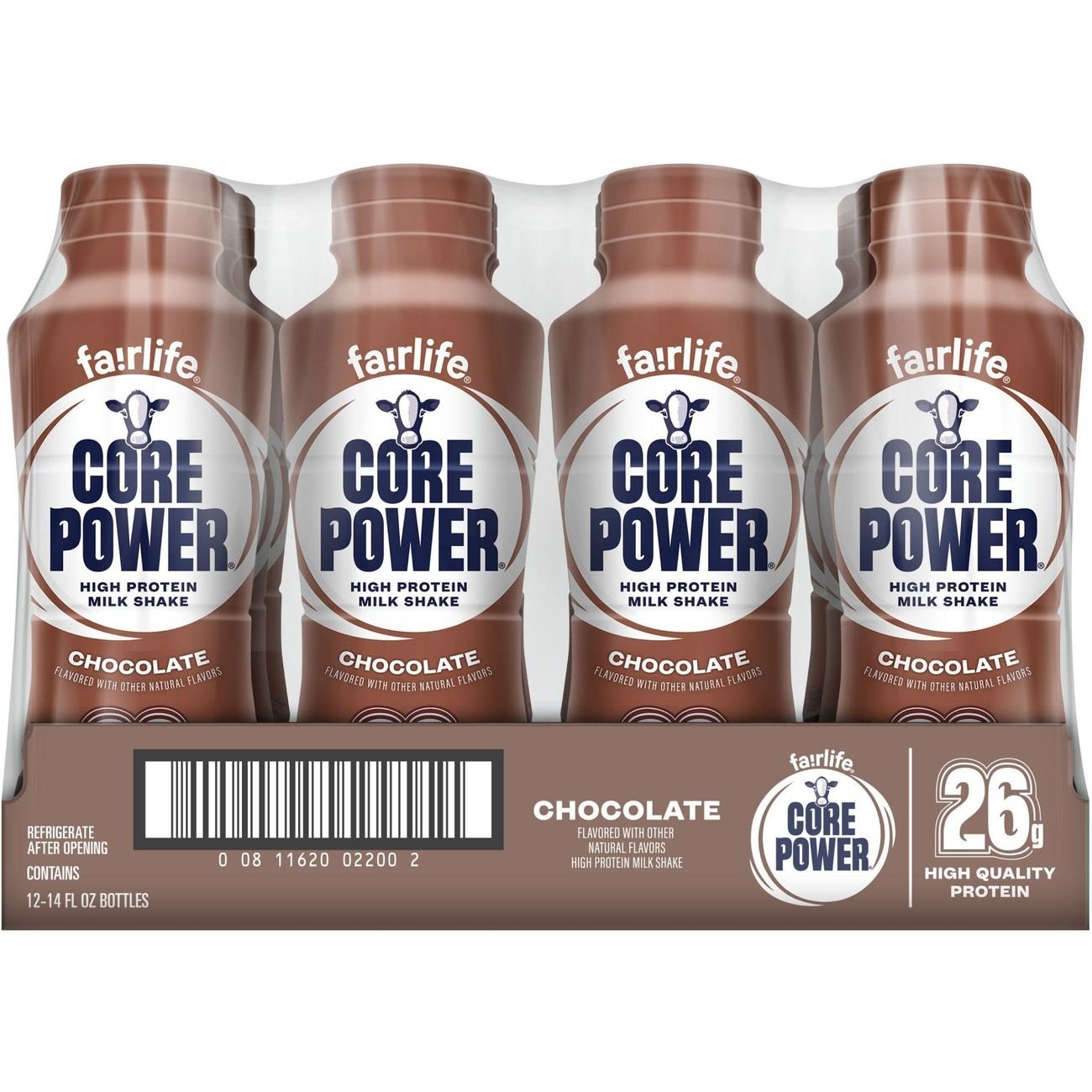 Core Power 26g Protein Shakes 12 pk Bottles - Chocolate, 14 oz