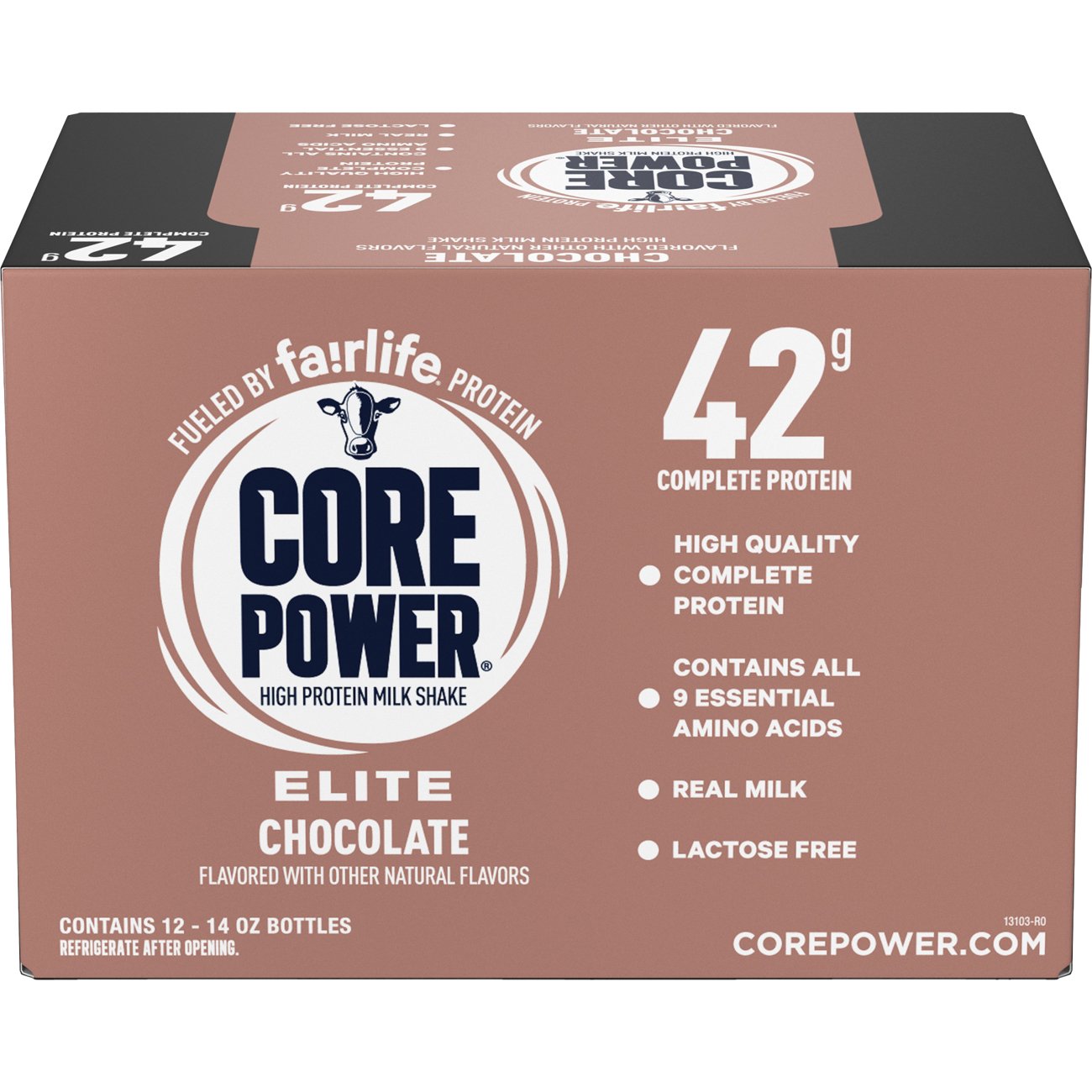 Core Power 42g High Protein Chocolate Shake 12pk Bottles, 14 oz