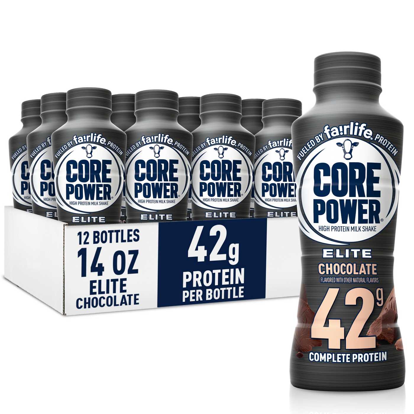 Core Power Elite 42g Protein Milkshakes 12 pk Bottles - Chocolate; image 1 of 4
