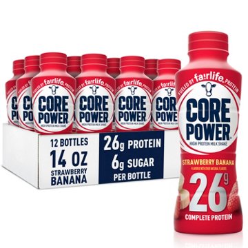 Core Power Strawberry Banana Protein Shake- 12 pk Bottles