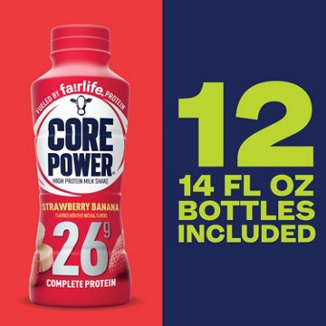 Core Power Strawberry Banana Protein Shake- 12 pk Bottles