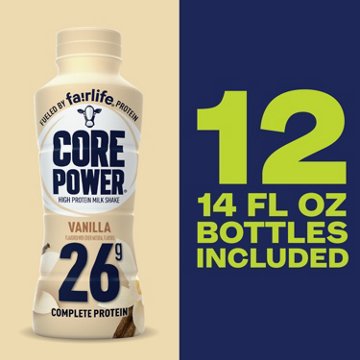 Core Power 26g Protein Milkshakes 12 pk Bottles - Vanilla