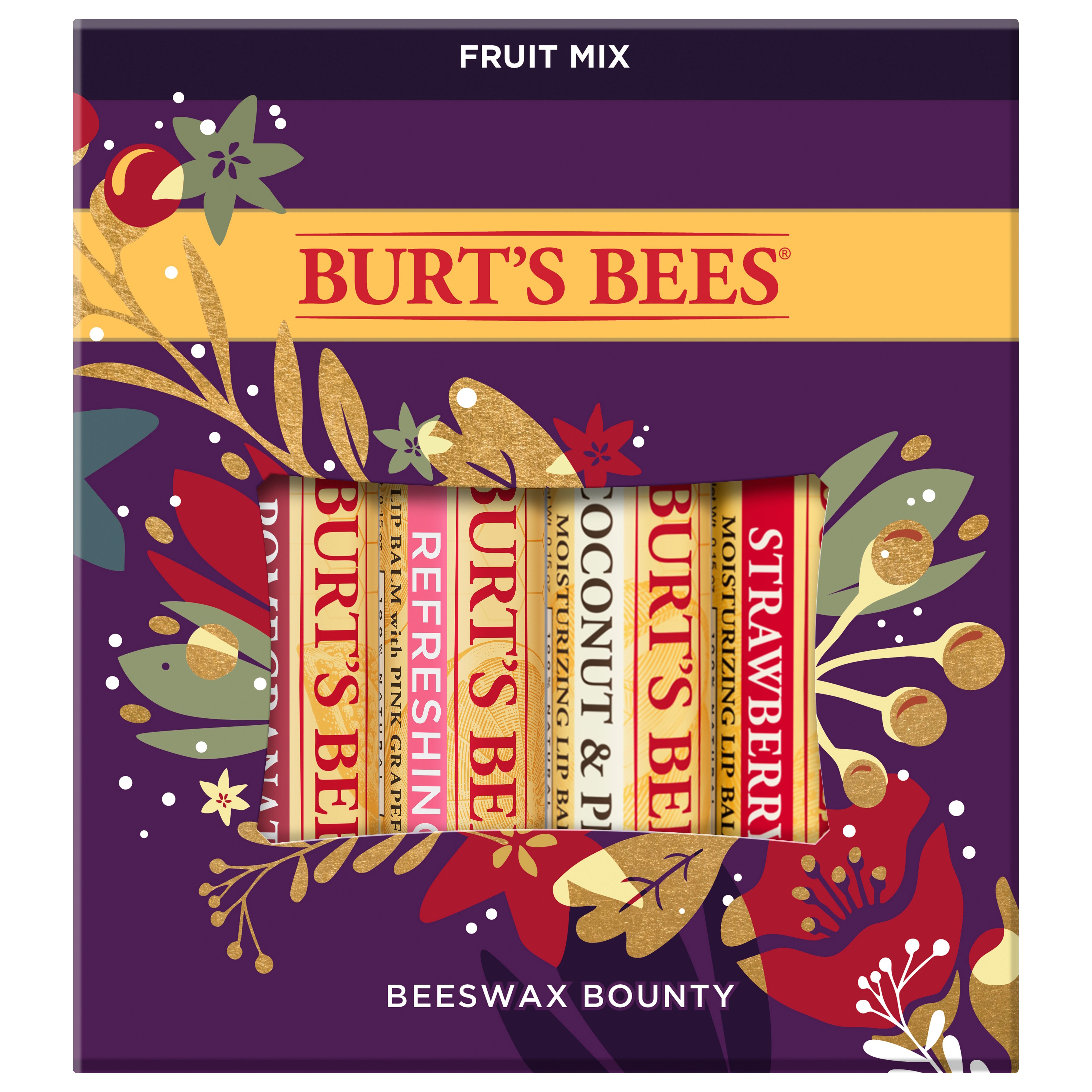 Burt's Bees Beeswax Bounty Fruit Mix Lip Balm Holiday Gift ...