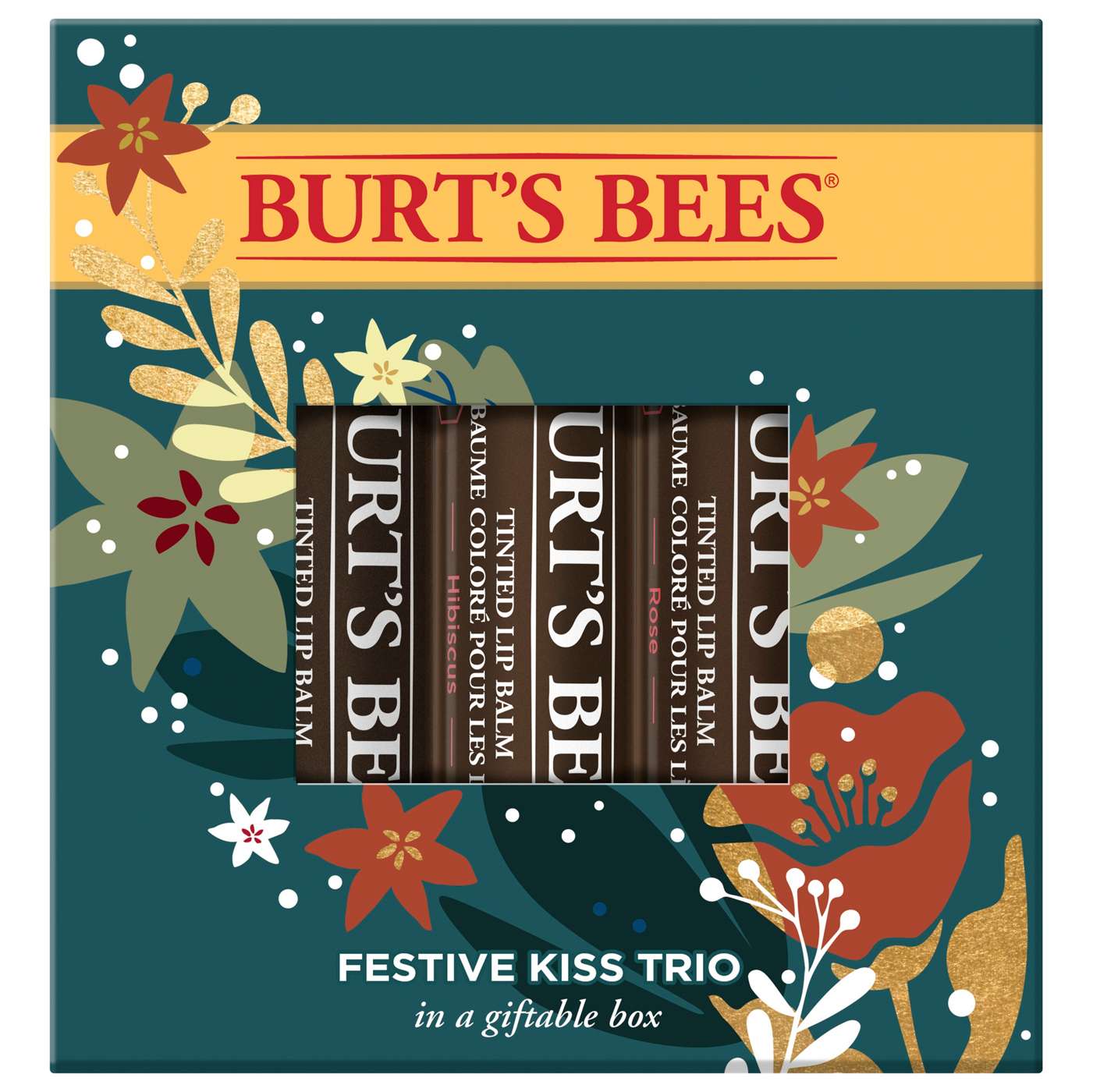 Burt's Bees Festive Kiss Trio Holiday Gift Set; image 1 of 2