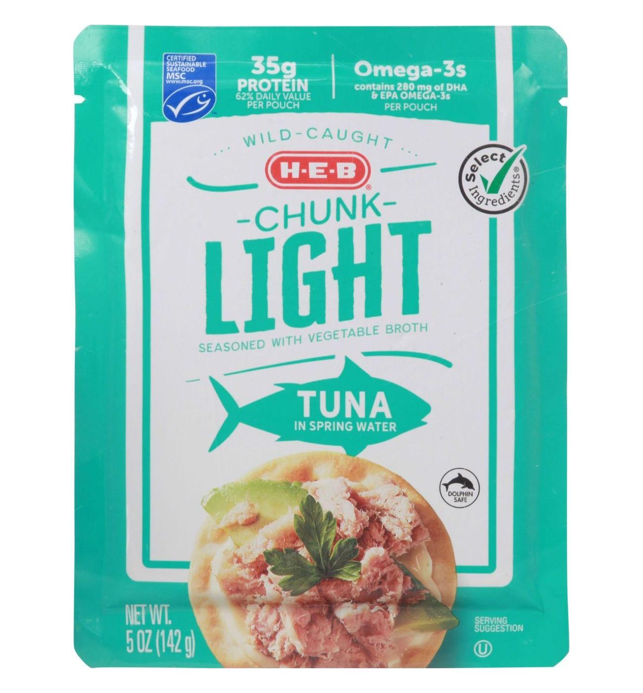 H-E-B Wild Caught Chunk Light Tuna in Spring Water Pouch; image 1 of 4