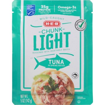 H-E-B Wild Caught Chunk Light Tuna in Spring Water Pouch, 5 oz