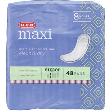 H-E-B Maxi Pads - Super, 48 ct