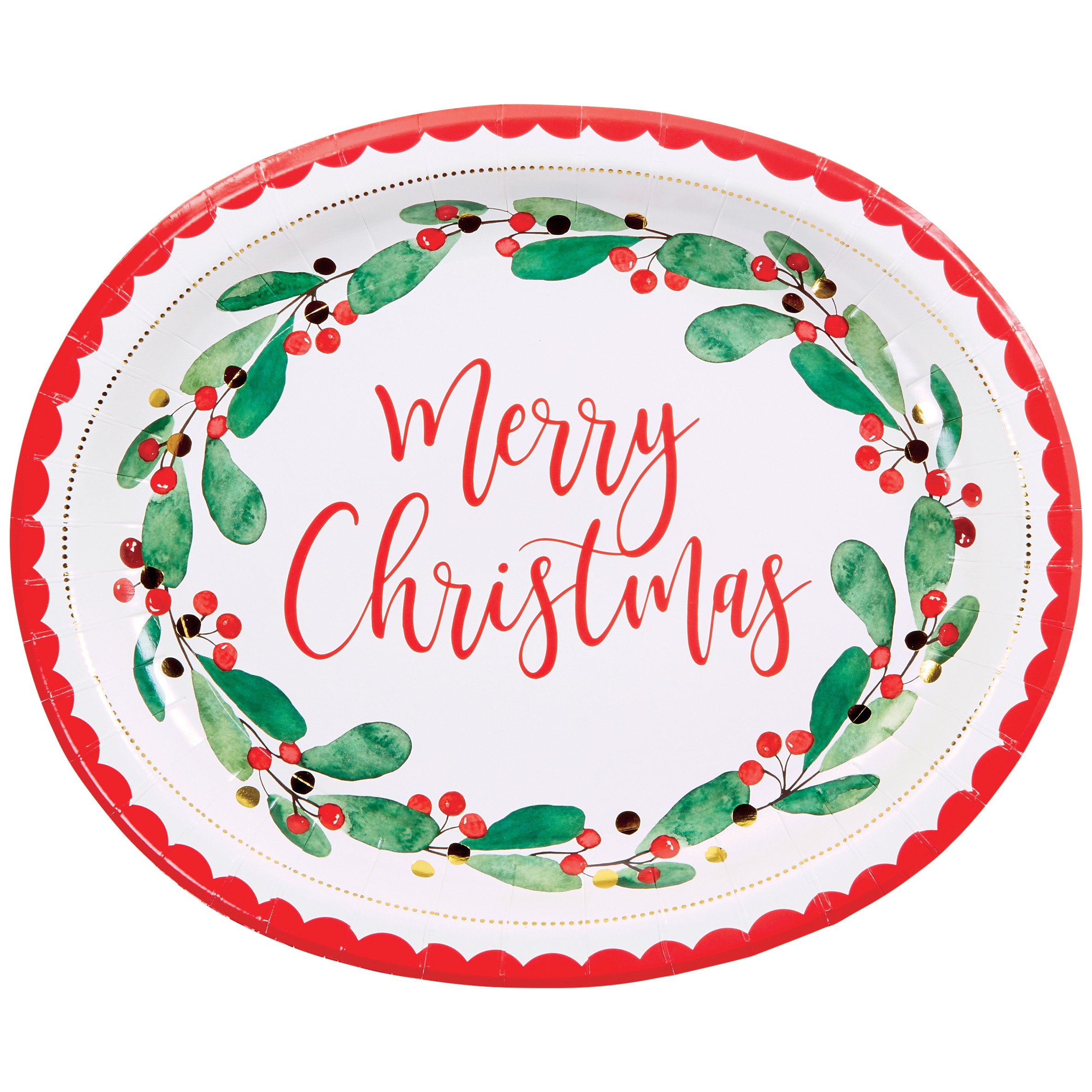 Thirty Fourth & Main Merry Christmas Wreath Oval Paper Plates - Shop ...
