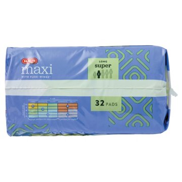 H-E-B Maxi with Flexi-Wings Long Pads - Super, 32 ct