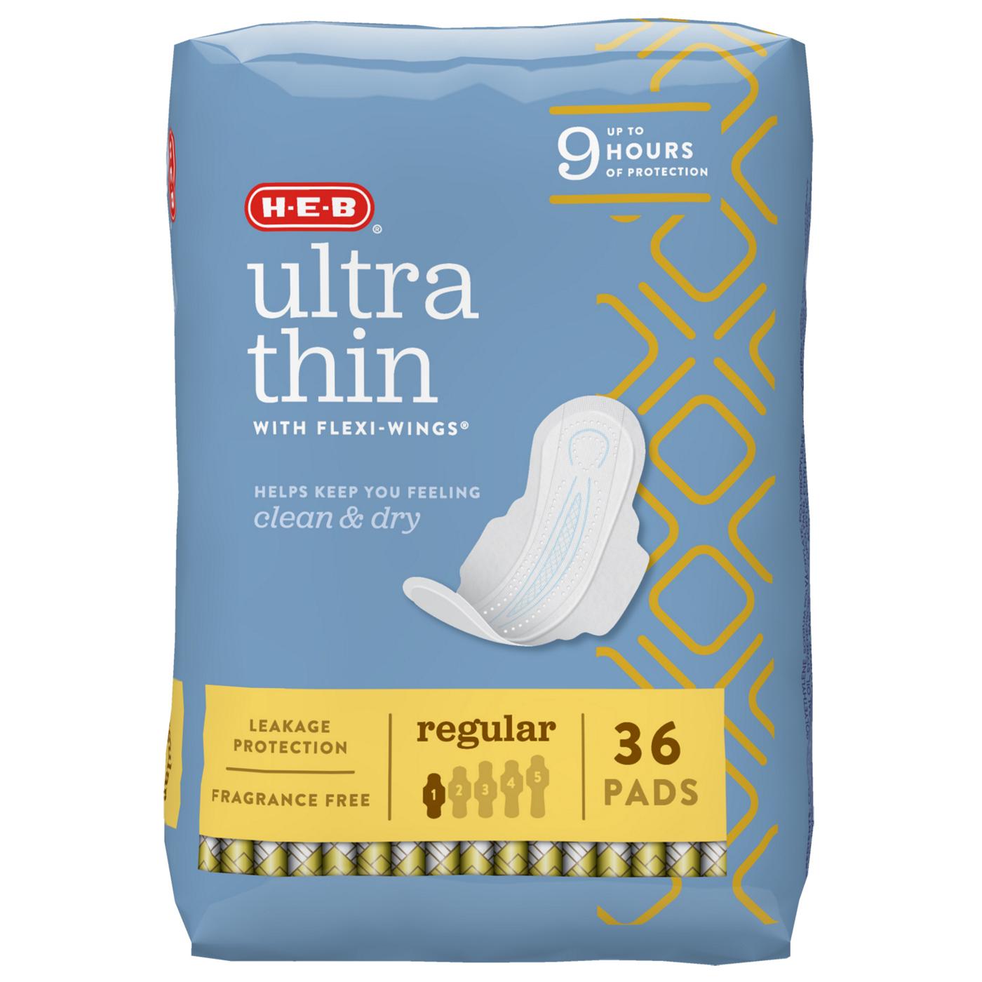 H-E-B Ultra Thin with Flexi-Wings Pads - Regular; image 1 of 7