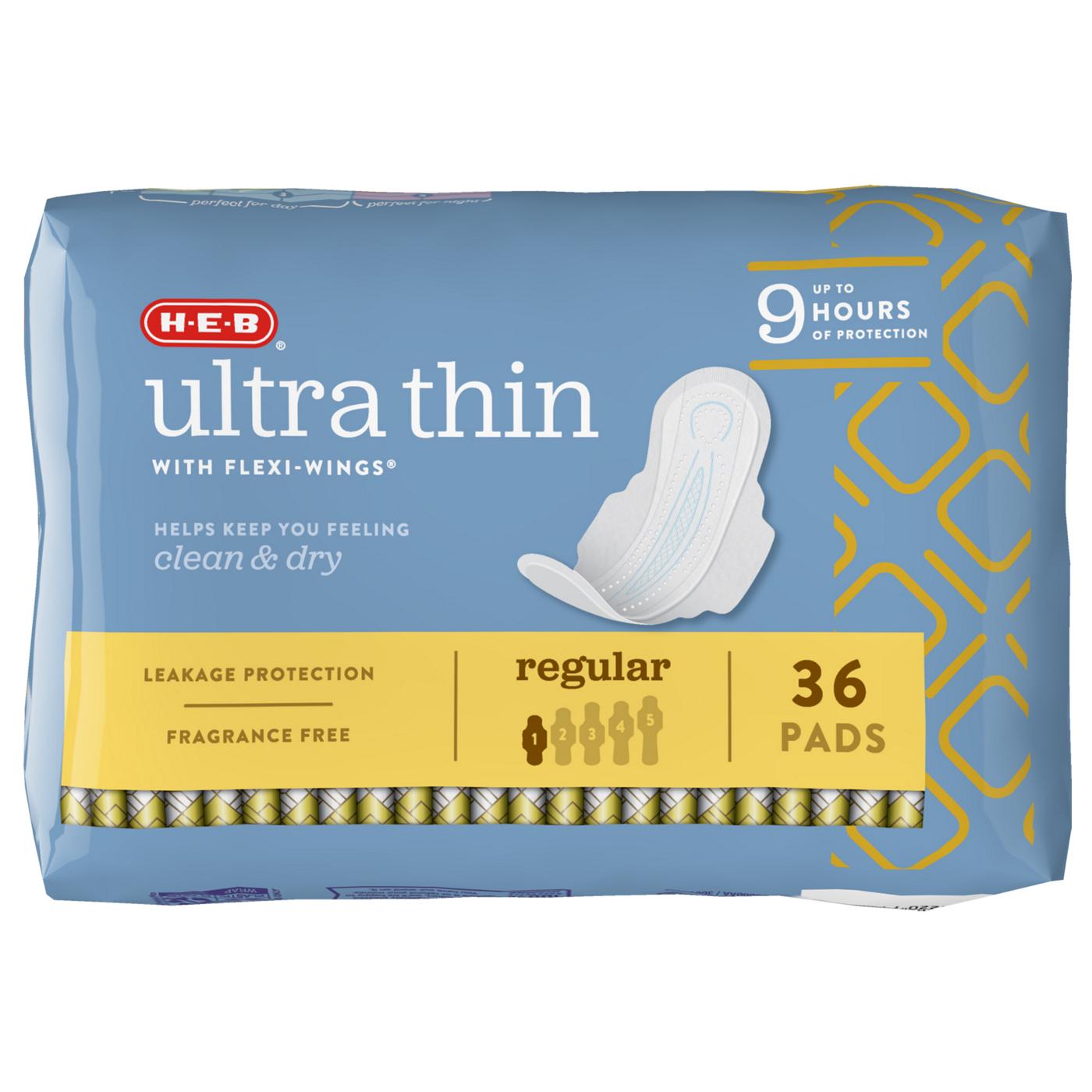 H-E-B Ultra Thin with Flexi-Wings Pads - Regular; image 6 of 7