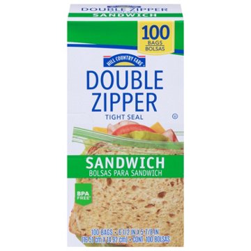 Hill Country Fare Double Zipper Sandwich Bags, 100 ct