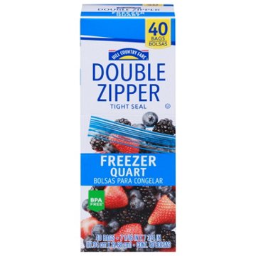 Hill Country Fare Double Zipper Quart Freezer Bags, 40 ct