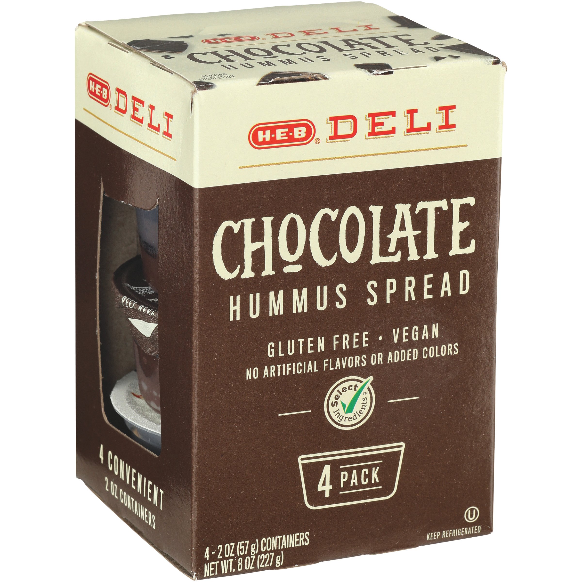 H-E-B Deli Snack Pack - Chocolate Dessert Hummus Spread, 4 ct