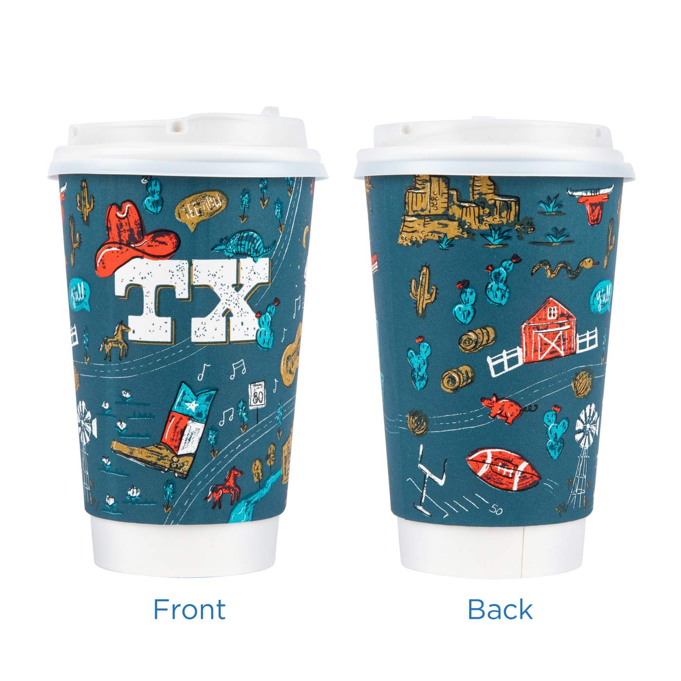 H-E-B Insulated 16 oz Disposable Coffee Cups with Snap-On Lids - Value Pack; image 3 of 5