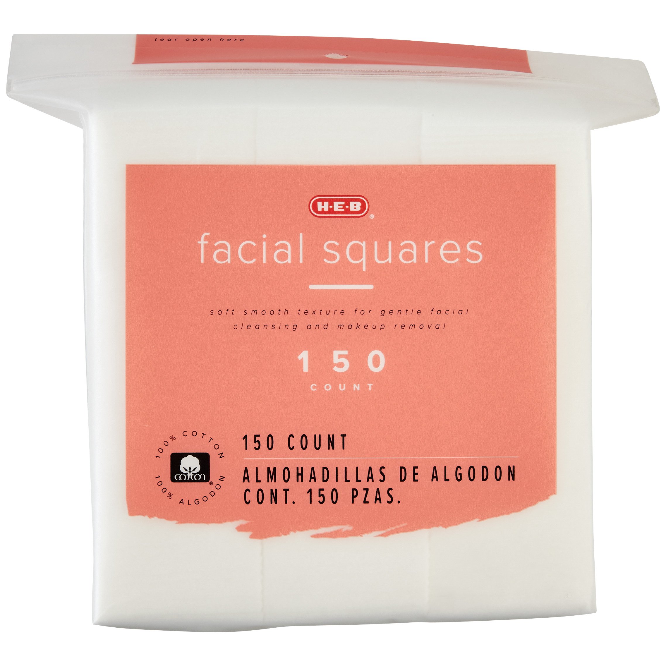 HEB Facial Squares Shop Cotton Balls & Swabs at HEB