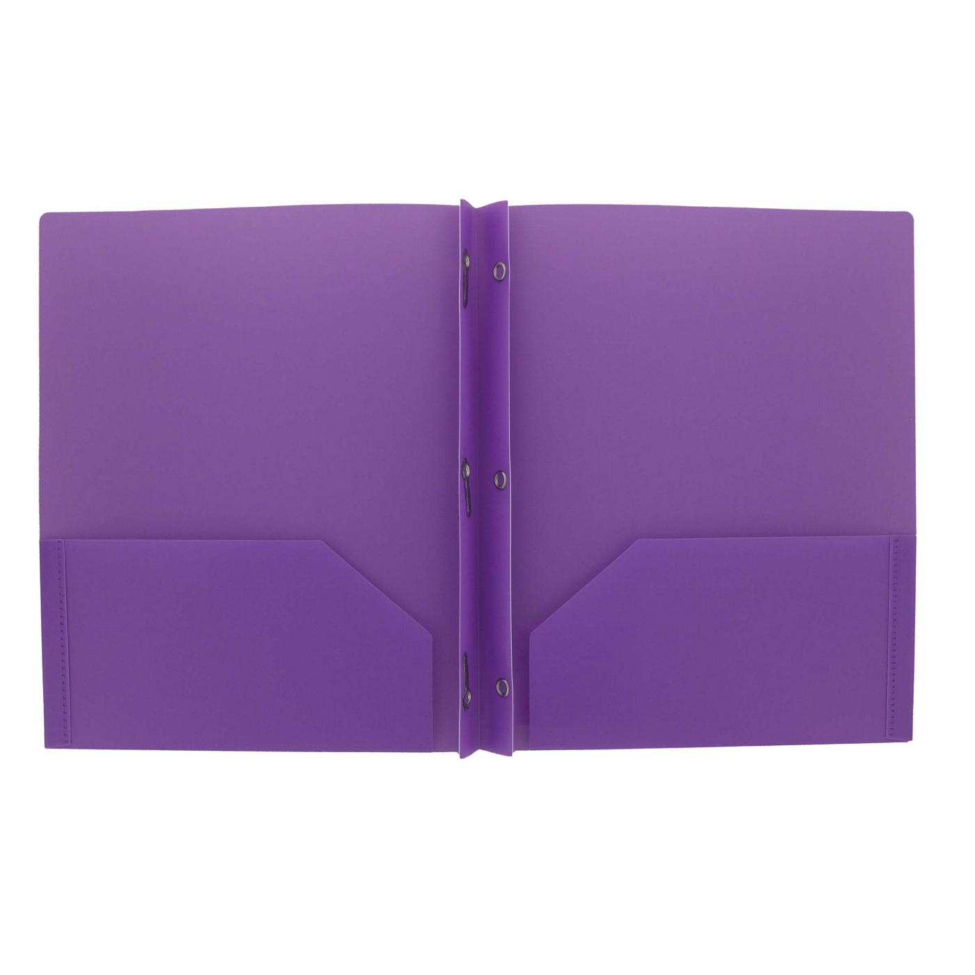 H-E-B Pocket Poly Folder with Prongs - Purple; image 2 of 2