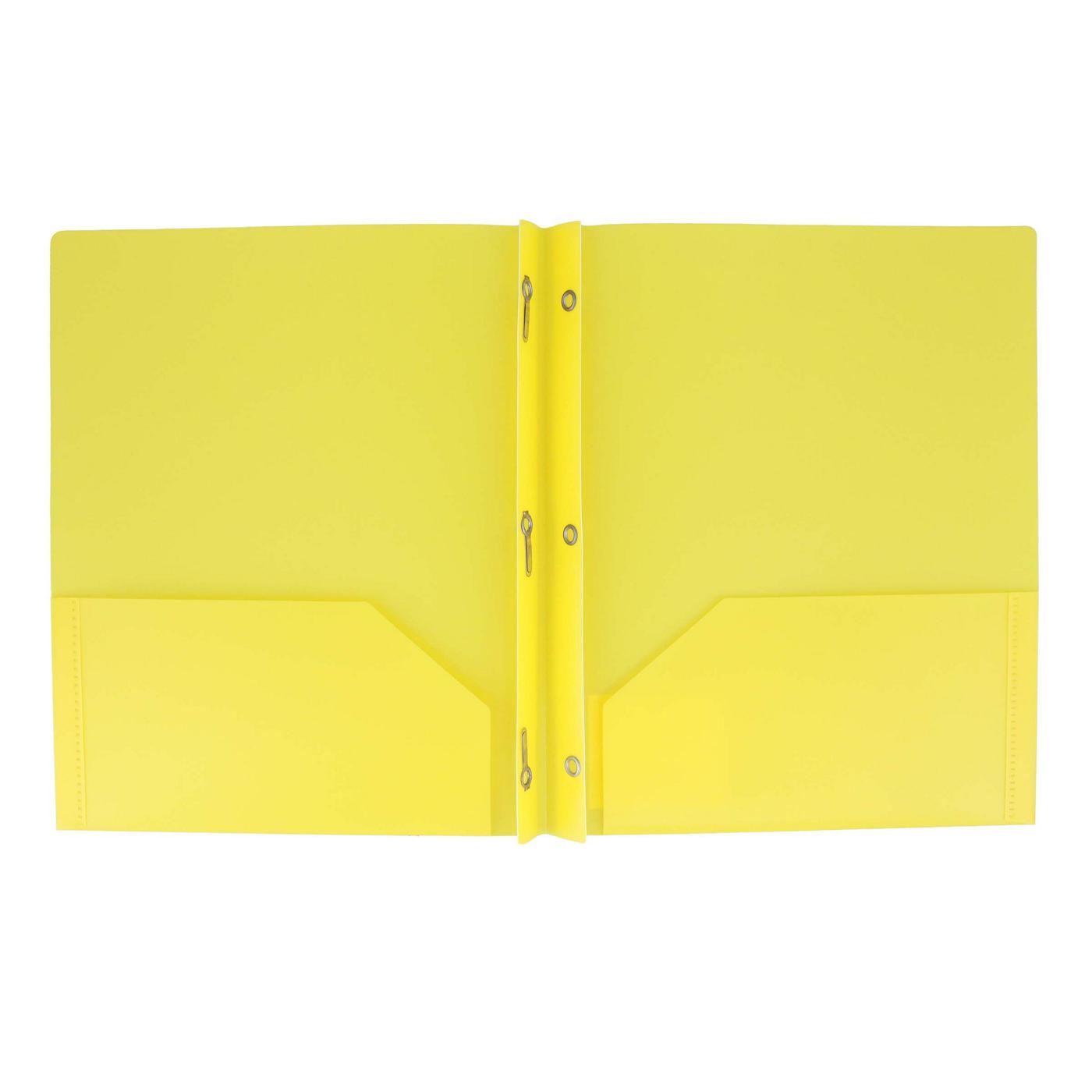 H-E-B Pocket Poly Folder with Prongs - Yellow; image 2 of 2