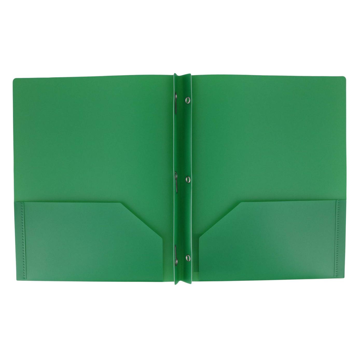H-E-B Pocket Poly Folder with Prongs - Green; image 2 of 2
