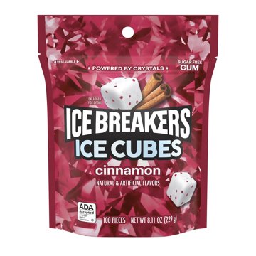 Ice Breakers Ice Cubes Cinnamon Sugar Free Chewing Gum, 100 pc