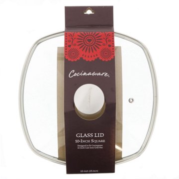 Cocinaware Sqaure Tempered Glass Lid with Knob, 10"