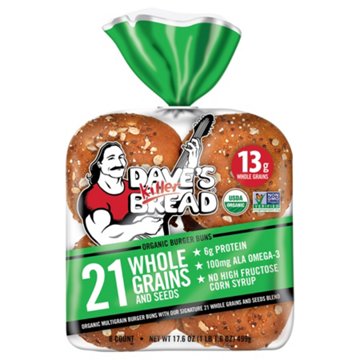 Dave's Killer Bread 21 Whole Grain & Seeds Organic Hamburger Buns, 8 ct
