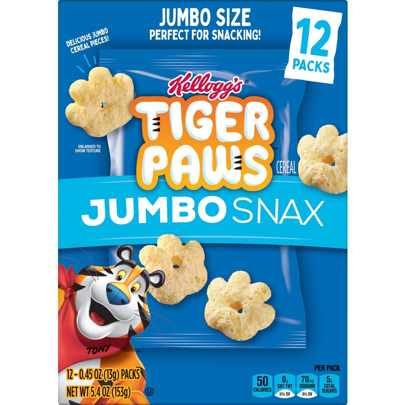 Kellogg's Jumbo Snax Tiger Paws Original Cereal Snacks, 5.4 oz; image 1 of 5