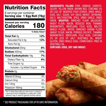 Pagoda Frozen Crunchy Crispy Pork Egg Rolls, 8 ct