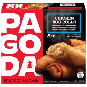 Pagoda Frozen Crunchy Crispy Chicken Egg Rolls, 8 ct